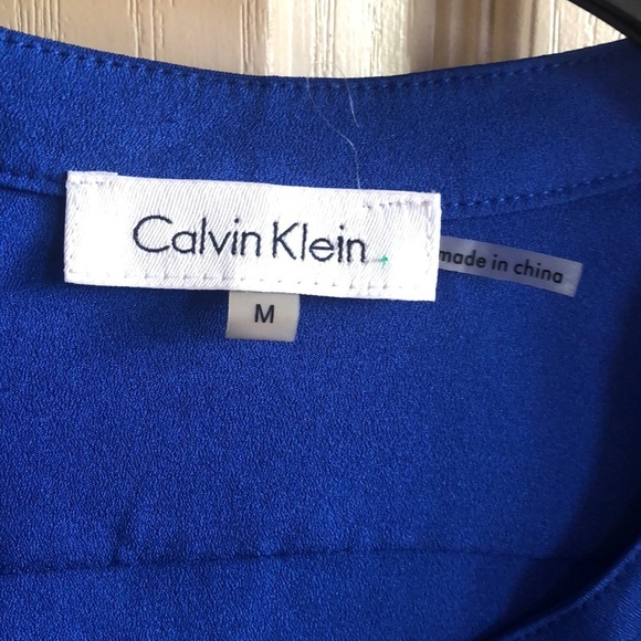 Calvin Klein Womans LS Blue Shirt Size M 100% Polyester - Picture 5 of 8